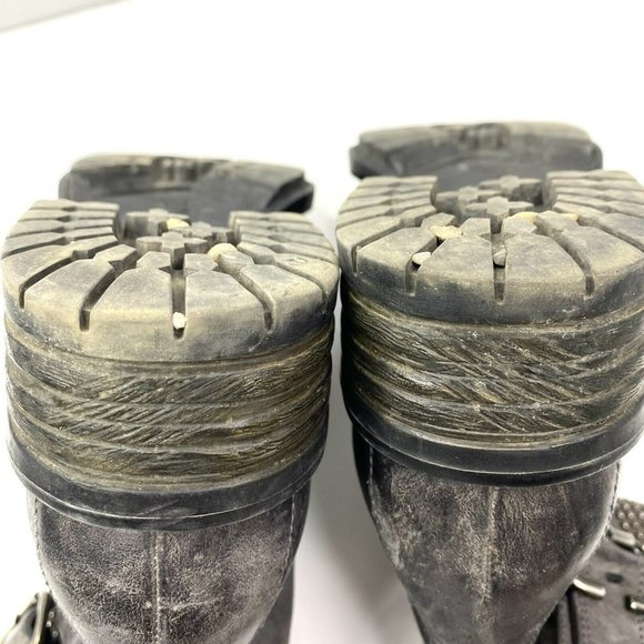 Paul Green Boots Leather Ankle Moto Gray Side Zip Women US 7.5 UK 5.5 Steampunk - Picture 7 of 10